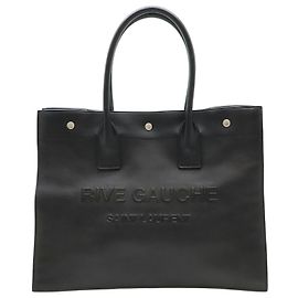 Yves Saint Laurent Leather Rive Gauche Tote Bag Black