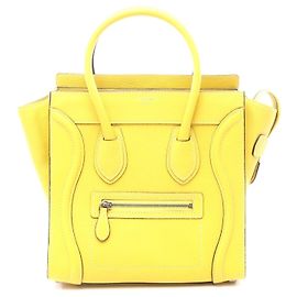 Céline Celine Luggage Micro Shopper Tote Bag aus Leder Gelb