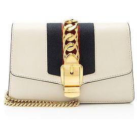 Gucci Leder Sylvie Super Mini Tasche Weiß