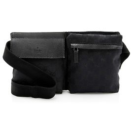 Bolsa de cinto de dupla pocket em lona GG Gucci Preto
