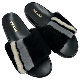Mules Prada de couro preto Preto