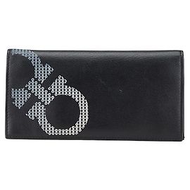 Cartera larga de cuero Double Gancini Salvatore Ferragamo Negro