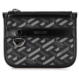 Versace La Greca PVC Leather Pouch Black Other