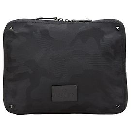 Borsa clutch in nylon camouflage Valentino Rockstud Nero