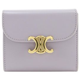 Céline Cartera de Cuero Celine Triomphe Pequeña con Solapa Púrpura