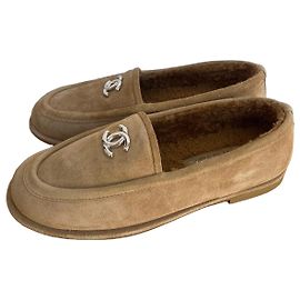 Mocassini Chanel CC in scamosciato beige Beige