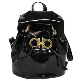 Salvatore Ferragamo Gancini Backpack Patent Leather Black