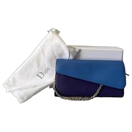 Dior Bicolor Leather Wallet Blue Purple