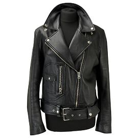 Autre Marque ACNE STUDIOS black lamb leather biker jacket Black
