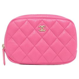 Chanel Timeless Classic Line 80909 Handbag Pouch Pink