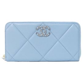 Chanel 19 Line Long Wallet Light blue
