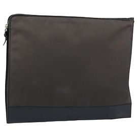 BOTTEGA VENETA Clutch Bag Canvas Brown Silver Auth BSZ138 Brown Silvery