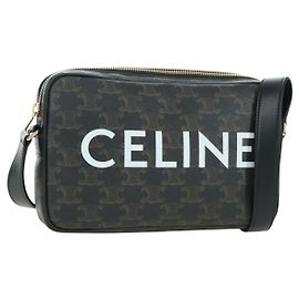 Céline Borsa Messenger Triomphe Medium CELINE Borsa a Spalla PVC Nero Oro Auth ARZ678SAM Nero D'oro