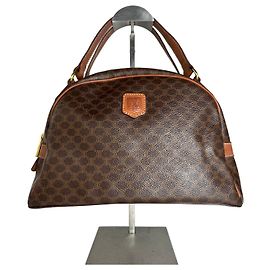 Céline Vintage Celine Paris Triomphe Monogram Leather Handbag Brown Brown