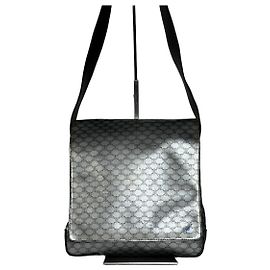 Céline Vintage Celine Paris Triomphe Monogram Patent Leather Shoulder Bag Silver Black Silvery