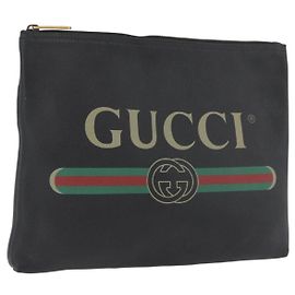 GUCCI Clutch Bag Leather Black 500981 Auth BSZ359 Black