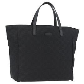 GUCCI GG Canvas Tote Bag Nylon Black 282439 Auth BA11230 Black