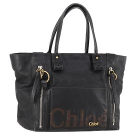 Chloé Chloe Tote Bag aus Polyester Schwarz Gold Auth 168816 Schwarz Golden