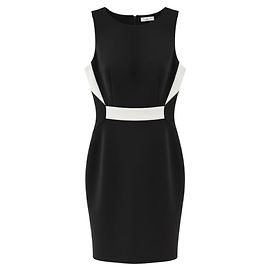 Thierry Mugler Mugler Schwarzes / Weißes Enges Ärmelloses Stretch-Strick-Midi-Cocktailkleid Schwarz