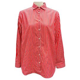 Etro Rot/Weiß gestreifte Baumwollbluse Rot