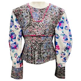 Isabel Marant Blue Multi Faxinalia Floral Printed Cropped Top Multiple colors