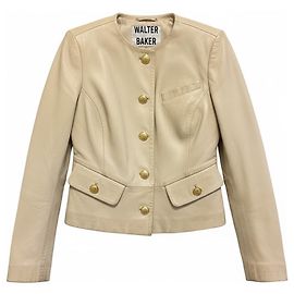 W118 by Walter Baker Walter Baker Ivory Leather Jacket with Gold Buttons Beige