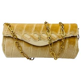 Clutch in velluto beige / oro con tracolla Roberta di Camerino Beige