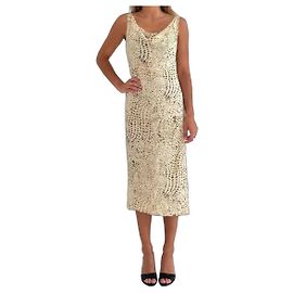 Vestido 100% seda Max Mara Multicor Bege