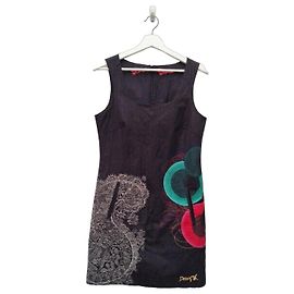 Robe d'été Desigual avec imprimé cachemire et cercles colorés Noir Multicolore