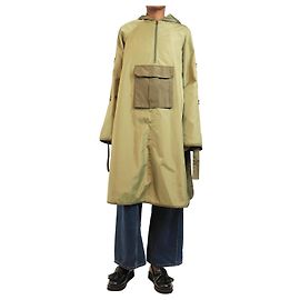 Ganni Poncho à capuche en ripstop olive - taille UK 6 Vert