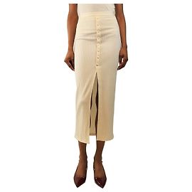Autre Marque Cream button-down midi skirt - size UK 4 Cream
