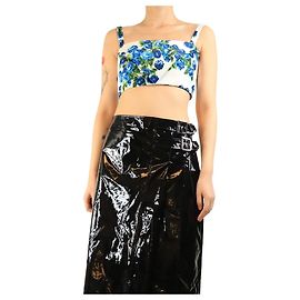 Autre Marque Blue floral crop-top - size UK 10 Blue
