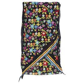 Louis Vuitton Sciarpa in seta nera con fiori Nero