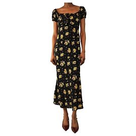 Alessandra Rich Robe midi imprimée florale noire - taille UK 8 Noir