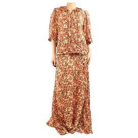 Isabel Marant Ensemble top à volants multicolore à fleurs et jupe maxi - taille UK 14 Multicolore