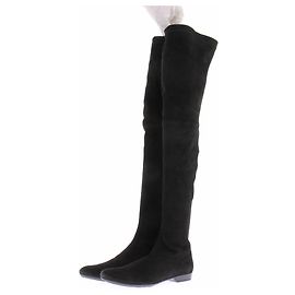 Robert Clergerie Cuissardes en daim noir Noir
