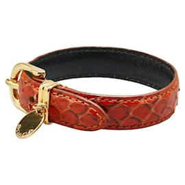 Prada Python Embossed Leather Bracelet Red
