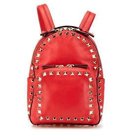 Valentino Rockstuds Leder Rucksack Rot