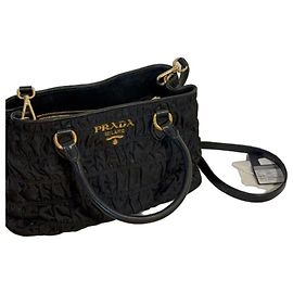 Prada Gaufre Nylon Handbag Black Black