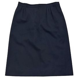 Burberrys Navy Blue Wool Skirt Dark blue