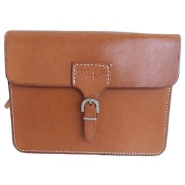 Courreges Authentic Vintage Courrèges Paris Structured Leather Crossbody Bag Caramel