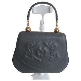 Mila Shön Vintage Mila Schön graue geprägte Leder-Handtasche Grau