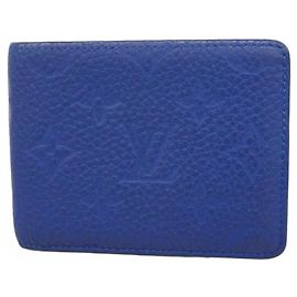 Louis Vuitton Taurillon Leather Slender Wallet M80590 Blue