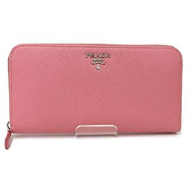 Prada Saffiano Zip-Around Long Wallet Pink