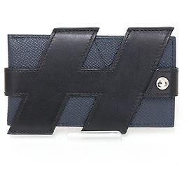 Hermès Hermes Leather Card Case Black Blue