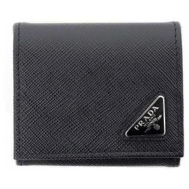 Prada Saffiano Triangle Coin Case Black