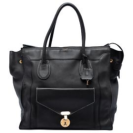 Céline Celine Black Leather Envelope Luggage Tote Black