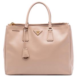 Prada Brown Large Saffiano Lux Galleria Double Zip Tote Brown Flesh