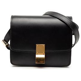 Céline Celine Pequena Caixa Clássica em Couro Preto Preto