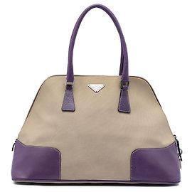 Prada Beige Cinghiale Trimmed Canapa Dome Handbag Beige